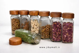 جا ادویه مکارتی درب چوبی با سری نمک پاش